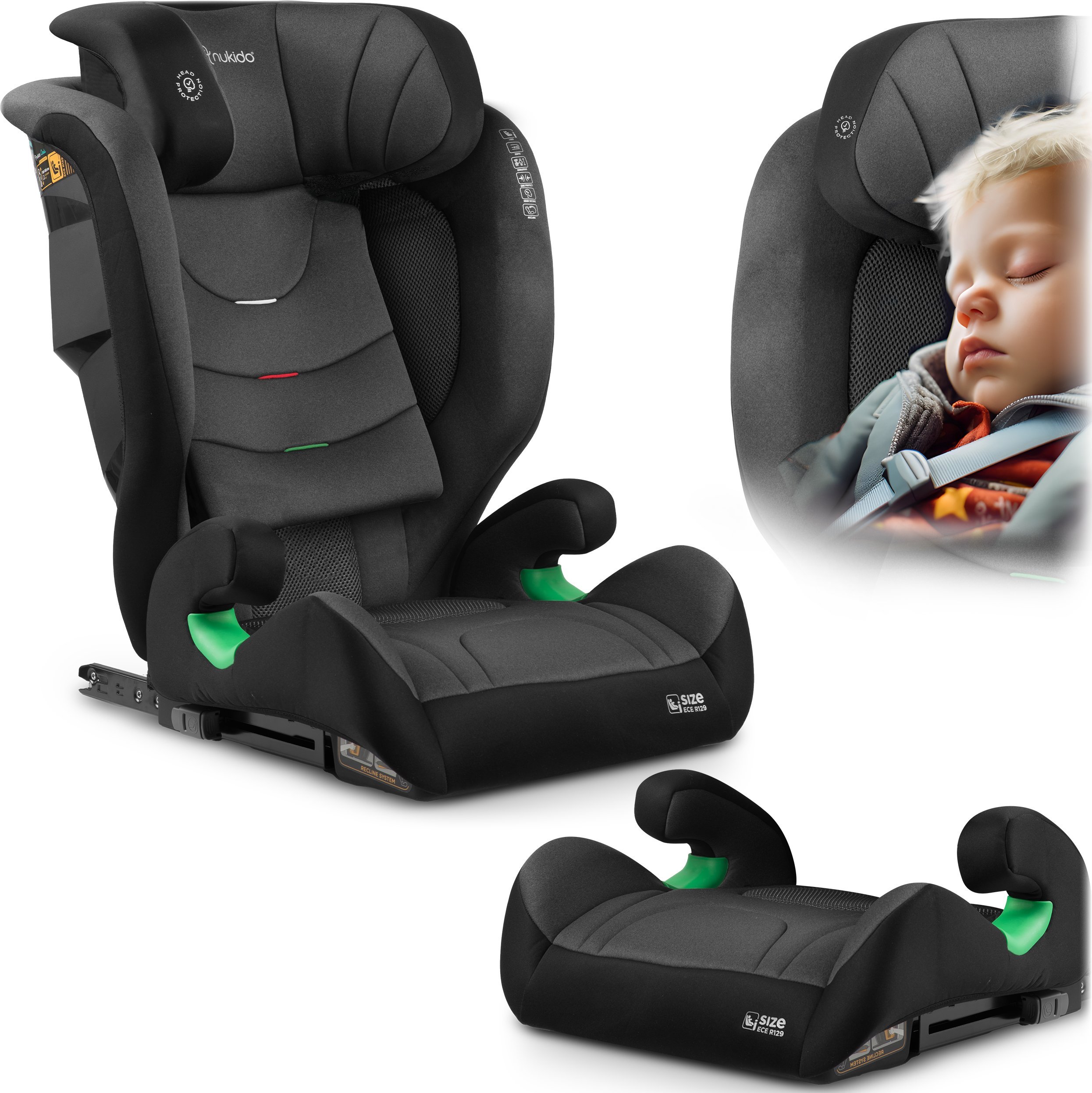Fotelik samochodowy Nukido Fotelik samochodowy Louis Soft czarno-szary 15-36 kg ISOFIX