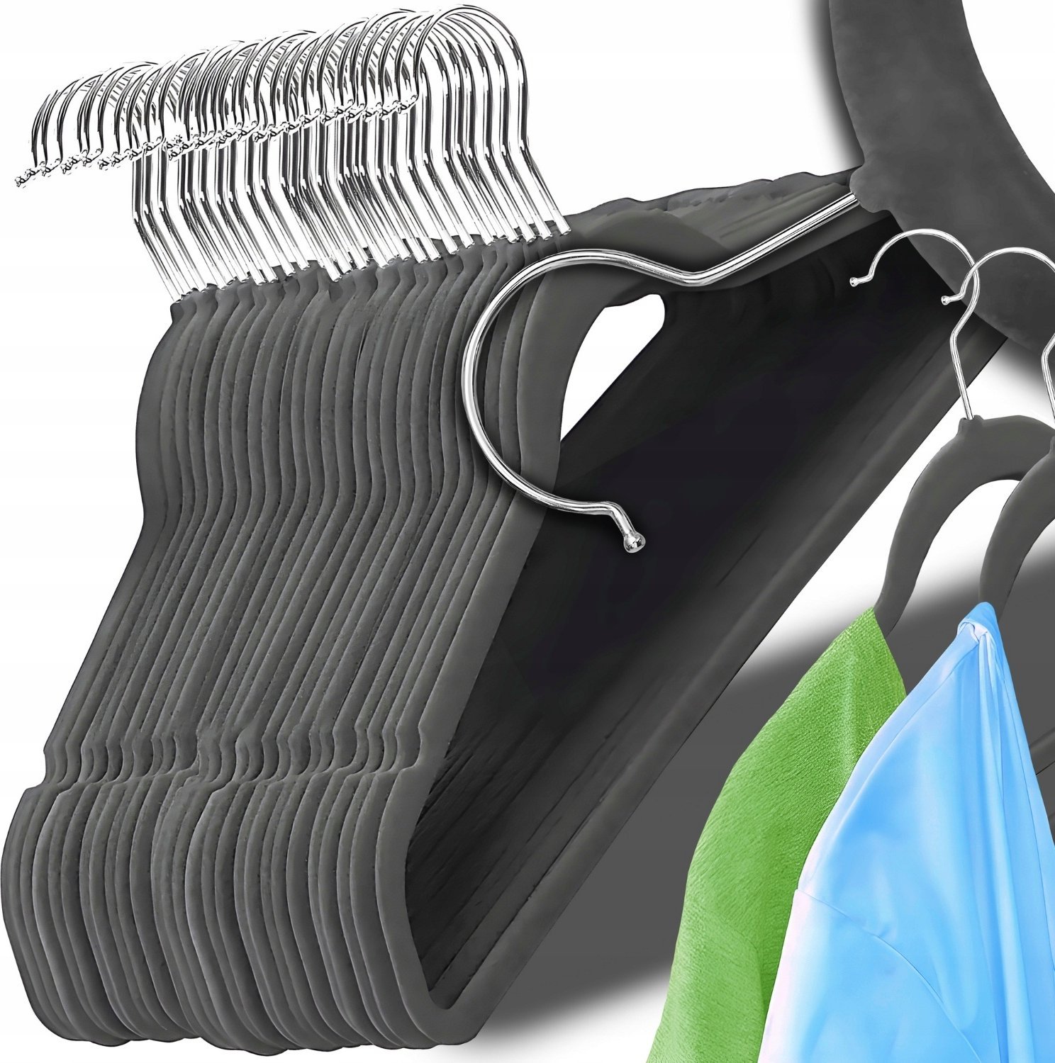 WIESZAKI NA UBRANIA WELUROWE 20 szt Ubraniowe Do szafy Wieszak Welurowy x20