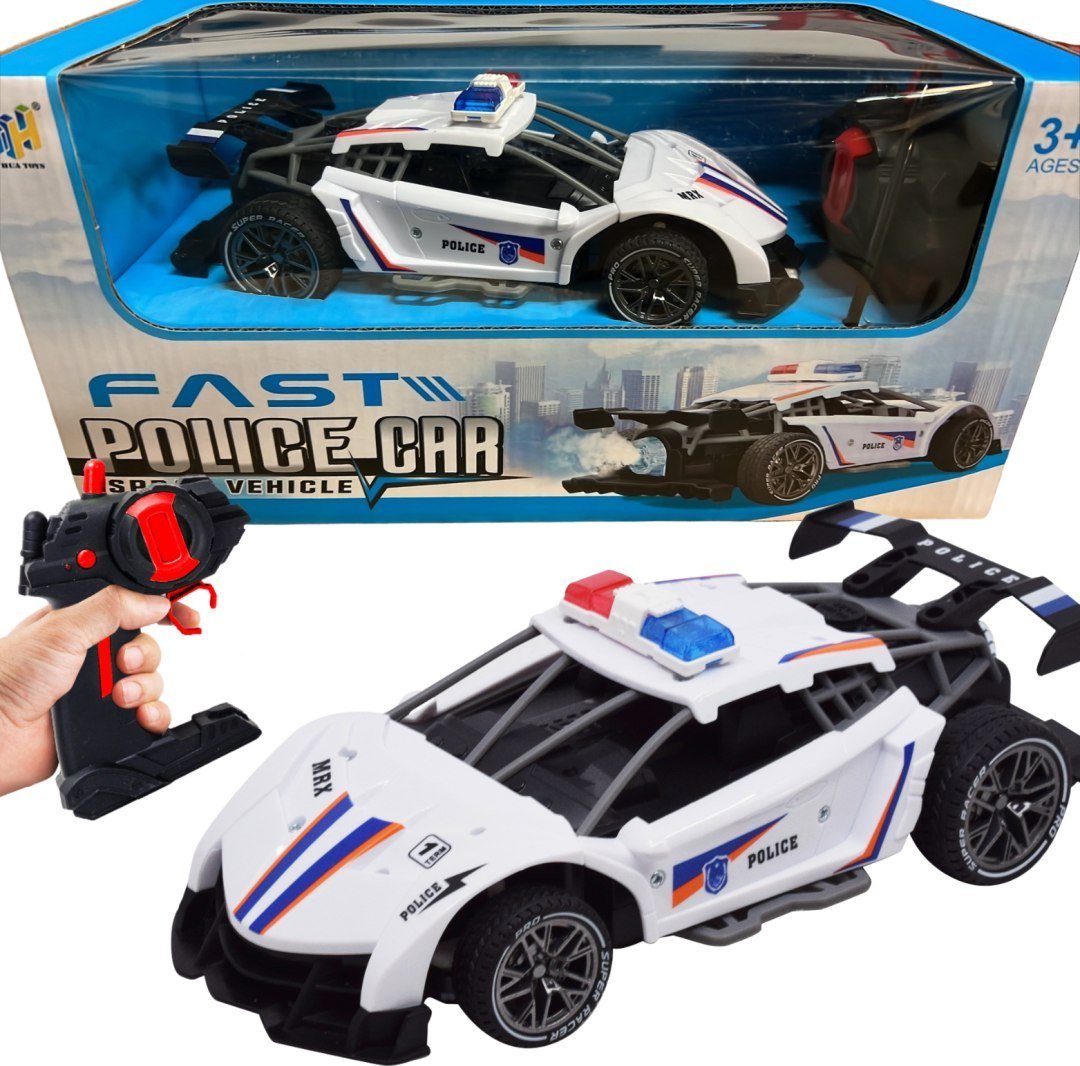 SAMOCHÓD POLICYJNY ZDALNIE STEROWANY NA PILOT EFEKTY ŚWIETLNE PARA WODNA