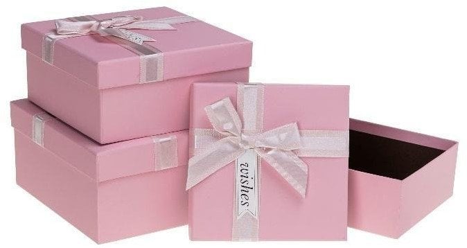 Pudełko prezentowe z kokardą 3szt różowy ROZETTE