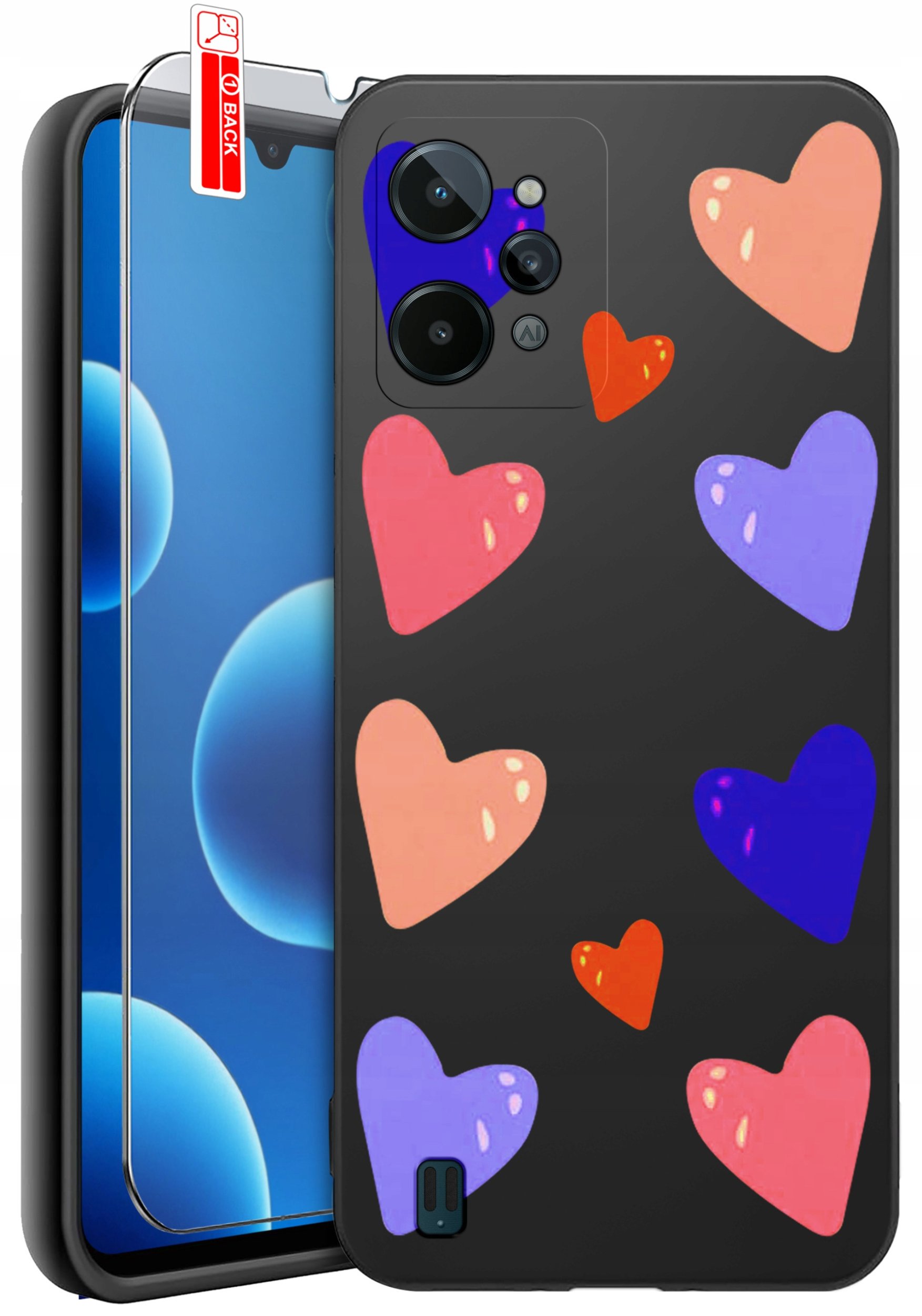 ETUI do Realme C31| WZORY | SILIKONOWE MATT CASE + SZKŁO 9H