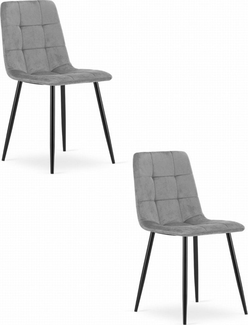 Leobert Krzesło KARA - jasny szary aksamit / nogi czarne x 2