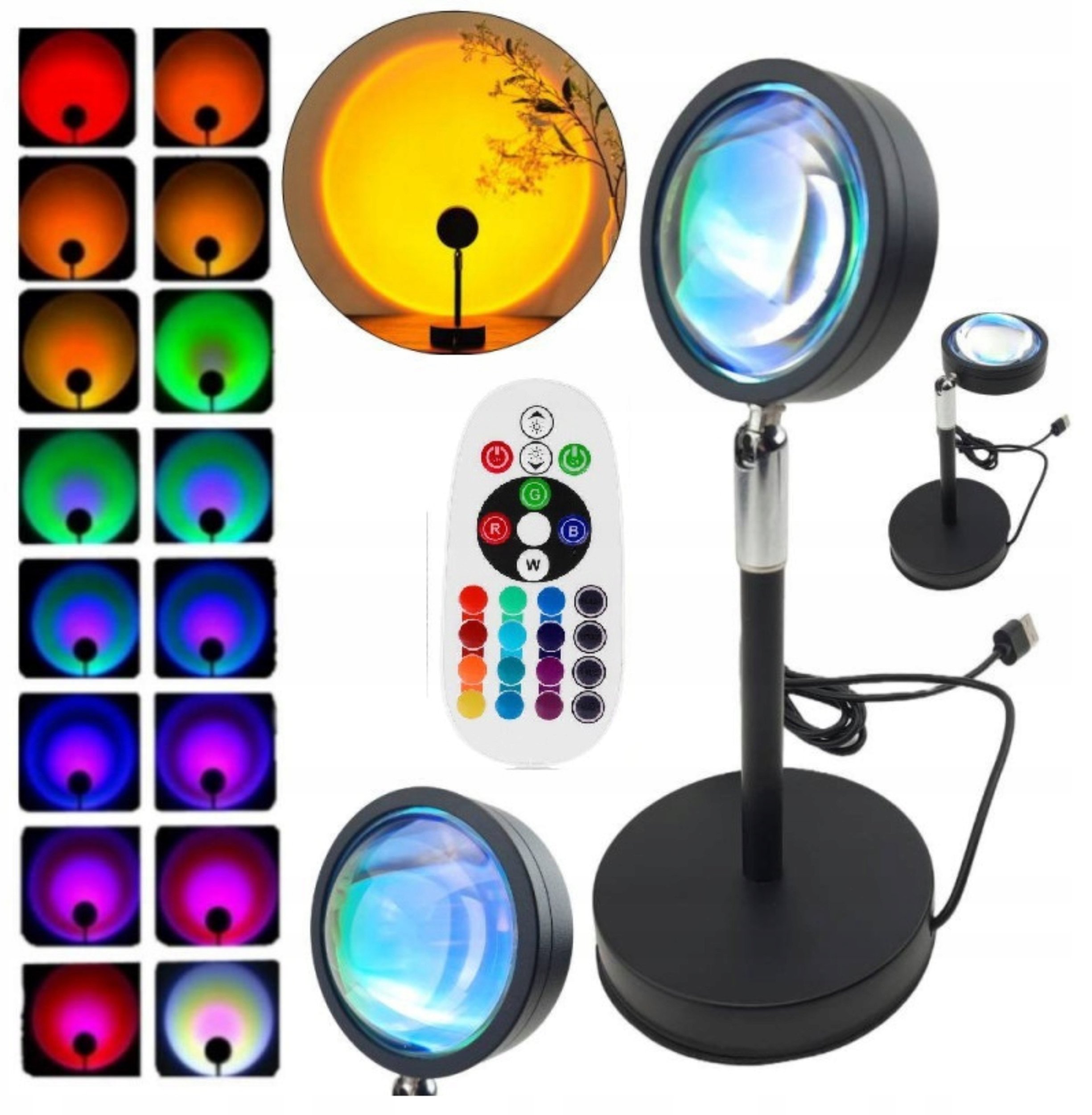 Lampa Zachód Słońca Lampka Sunset Lamp Projektor Wschód - Imitująca Słońce