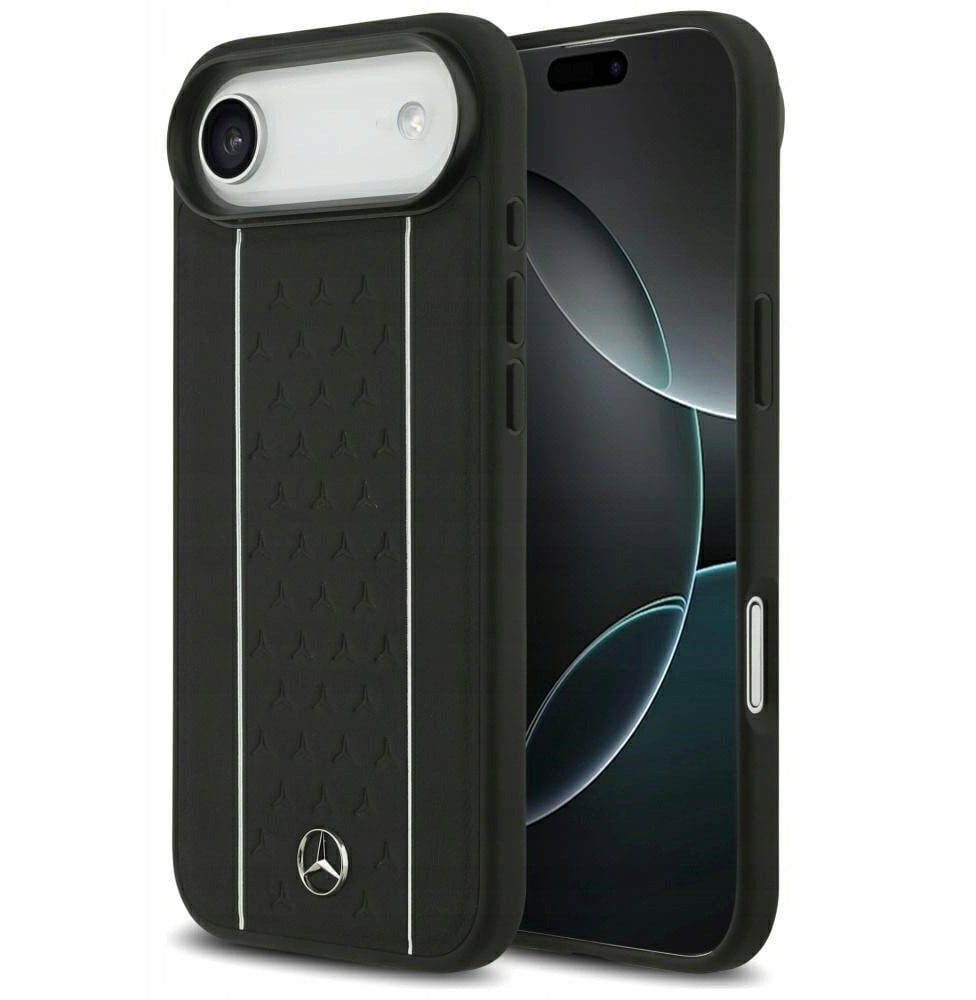 Mercedes Etui Leather Star Pattern Stripes MagSafe do iPhone Air czarny