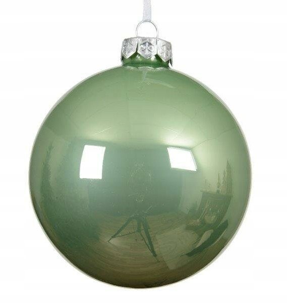 Bombka choinkowa szklana okrągła zielona duża 10 cm 1szt.