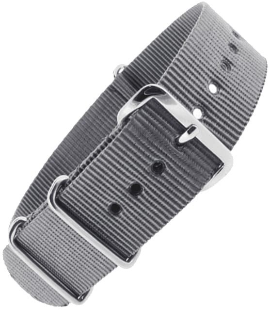 Nylonowy pasek do zegarka szary parciany - 18 mm