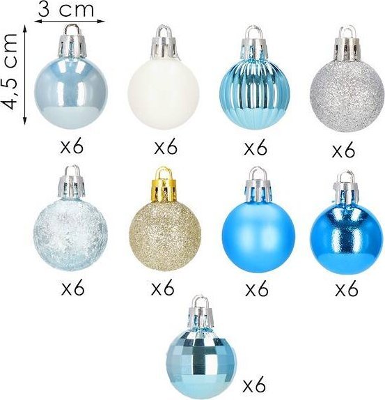 Springos Bombki choinkowe 54 szt. ozdoby świąteczne zestaw 3cm niebieskie UNIWERSALNY