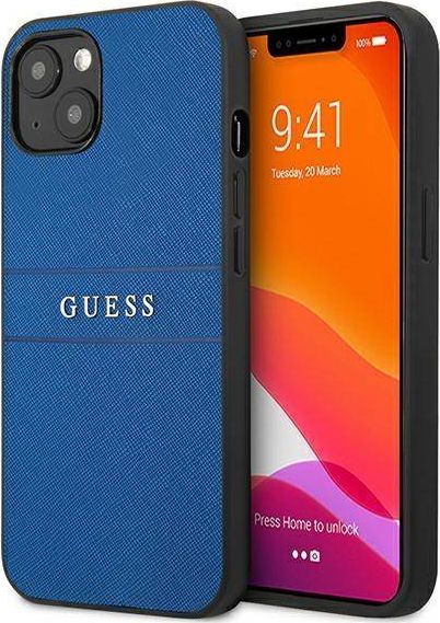 Guess Etui GUHCP13SPSASBBL Apple iPhone 13 mini niebieski/blue Saffiano Strap
