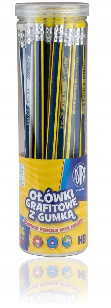 Ołówek trójkątny HB z gumką Drum (36szt) ASTRA