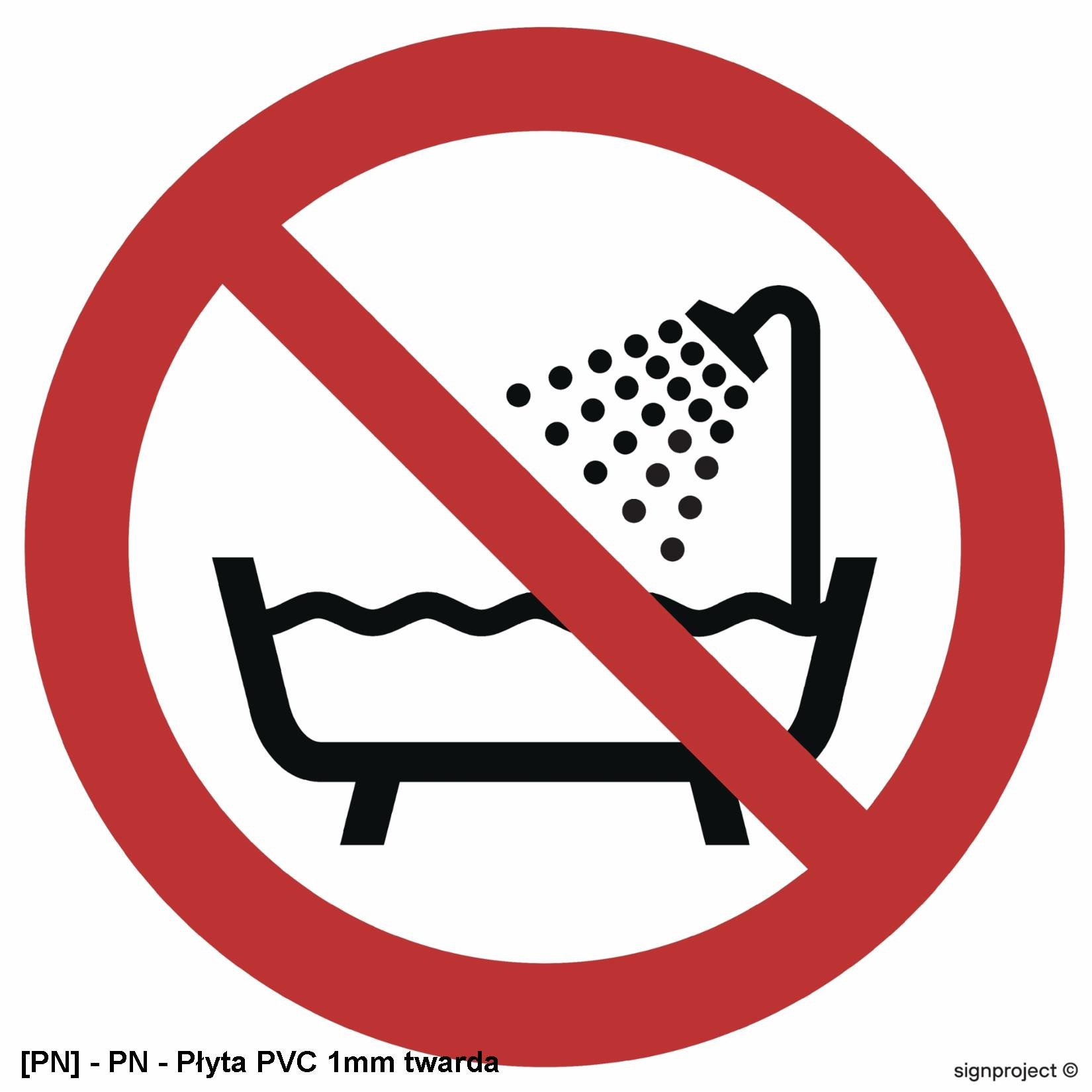 GA026 - Zakaz używania urządzenia w wannie pod prysznicem i w zbiornikach z wodą 350x350