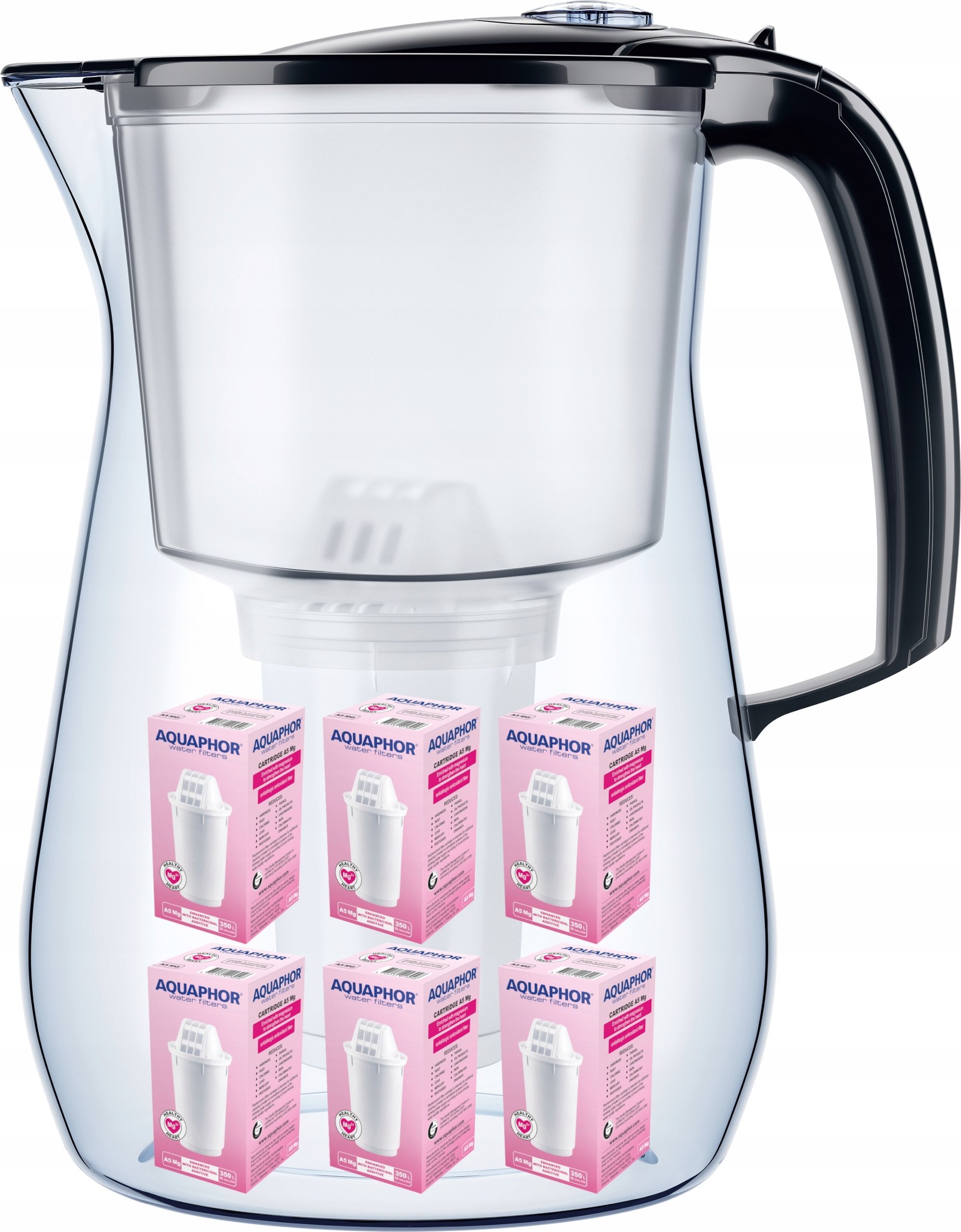 Dzbanek filtrujący Aquaphor Provence 4,2 l + 6 wkładów, czarny