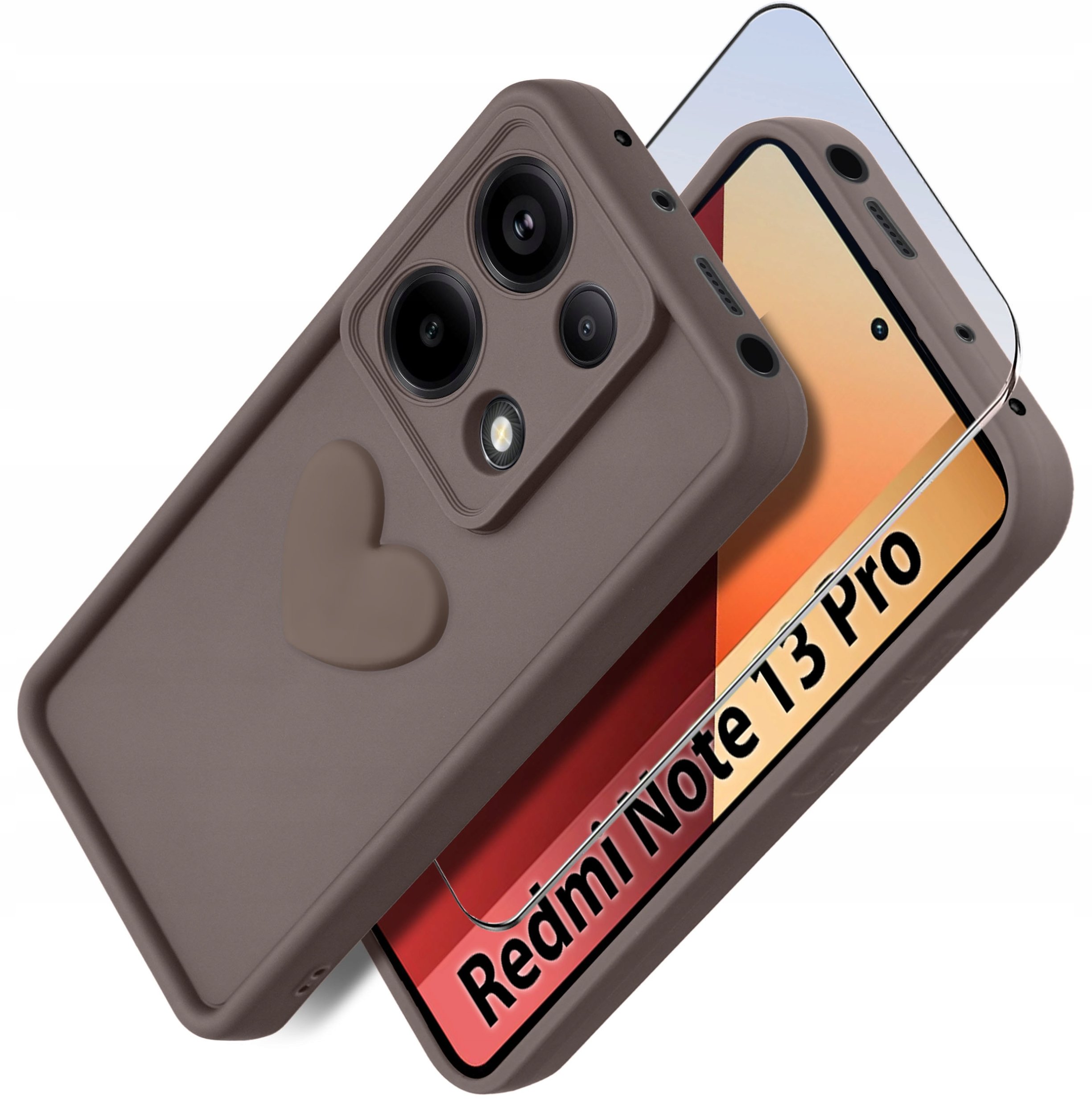 Etui do Xiaomi Redmi Note 13 Pro 4G silikonowe MATOWE serce + Szkło 9H