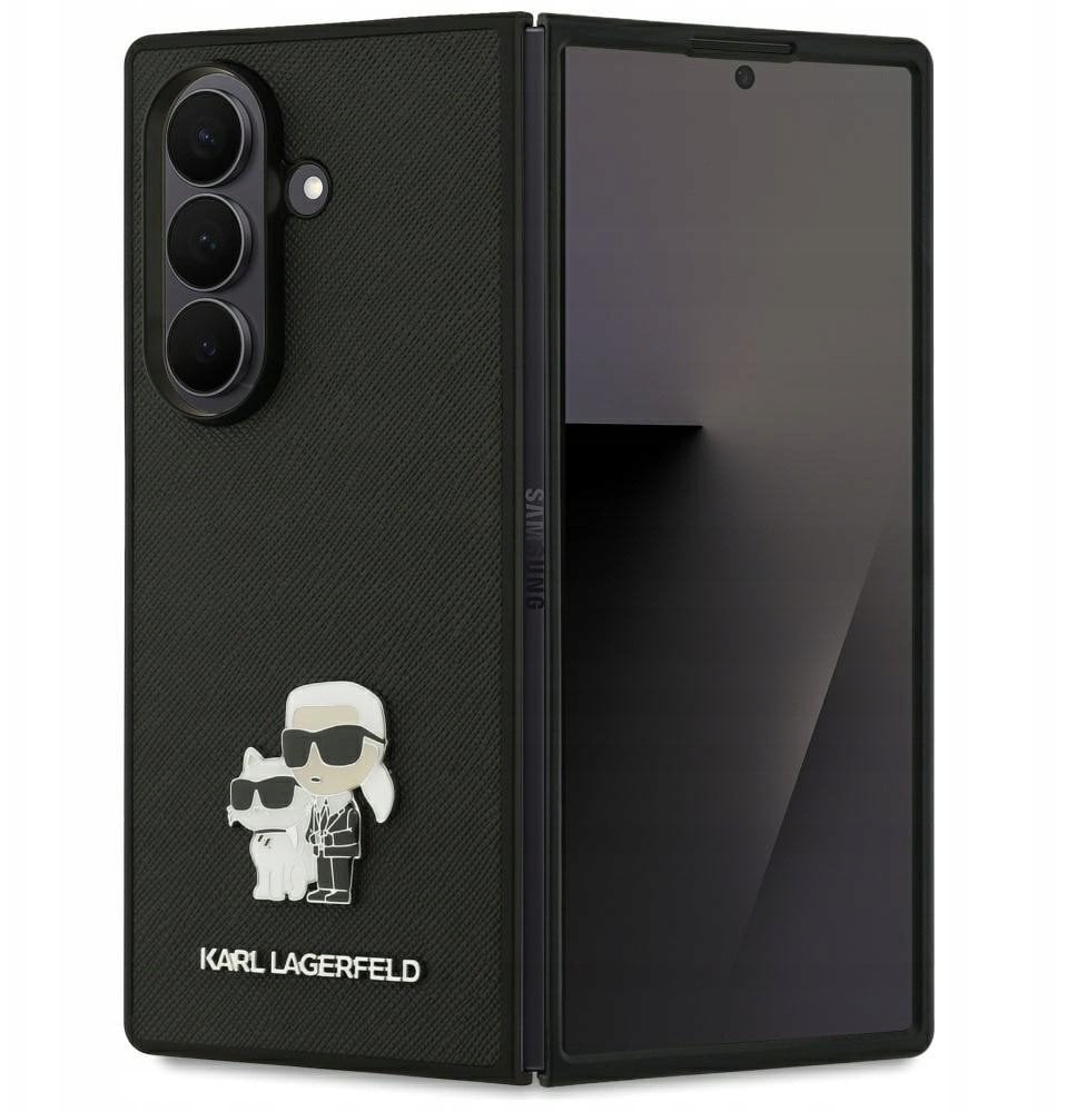 Karl Lagerfeld Case Saffiano Karl&Choupette Pin for Samsung Galaxy Z Fold7 black