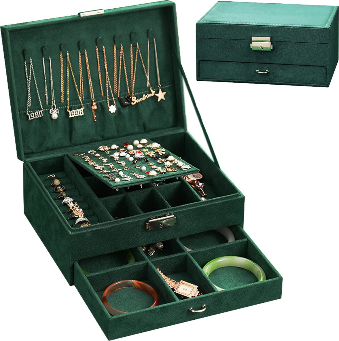 SZKATUŁKA NA BIŻUTERIĘ SZMARAGDOWA SB7