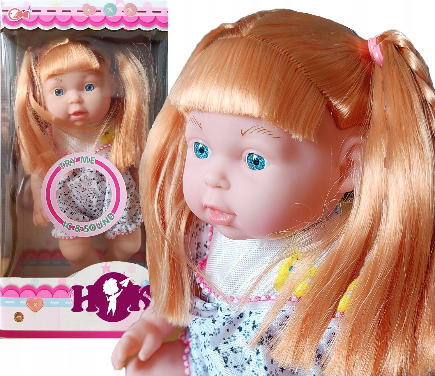 Happy Kiddo Lalka bobas jak żywa duża miękka interaktywna mówi ubranka pudełko prezent