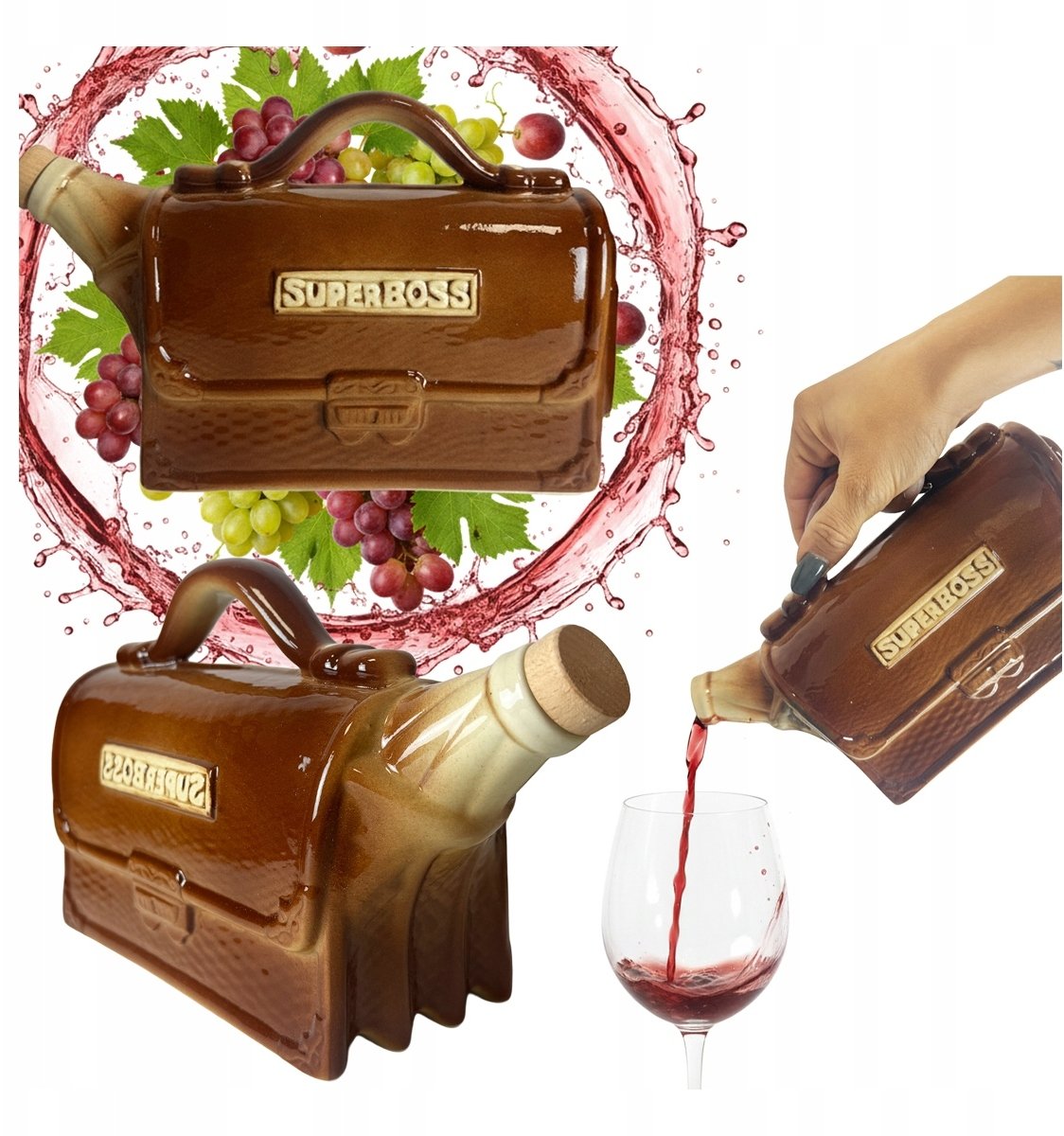 Bimberek Butelka Ceramiczna SuperBoss 1L Aktówka Na Alkohol 1000ml