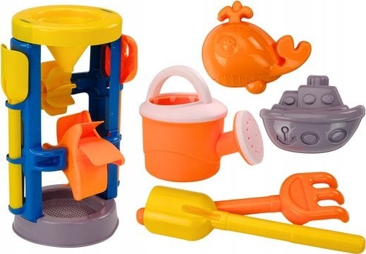 LeanToys Zestaw Do Piasku Duży Młynek Łopatka Grabki Konewka Foremki