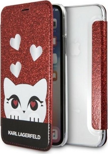 Karl Lagerfeld Etui KLFLBKPXVDCRE Apple iPhone XS/X red/czerwony book Valentine