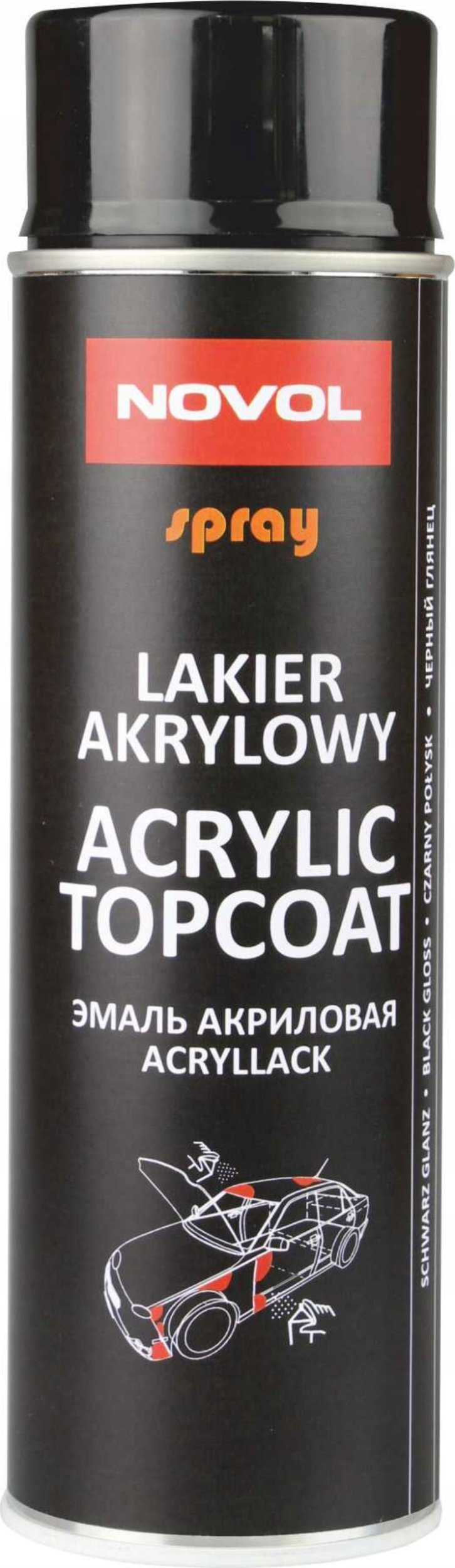 Novol SPRAY ACRYL TOPCOAT CZARNY POÅYSK 500 ML