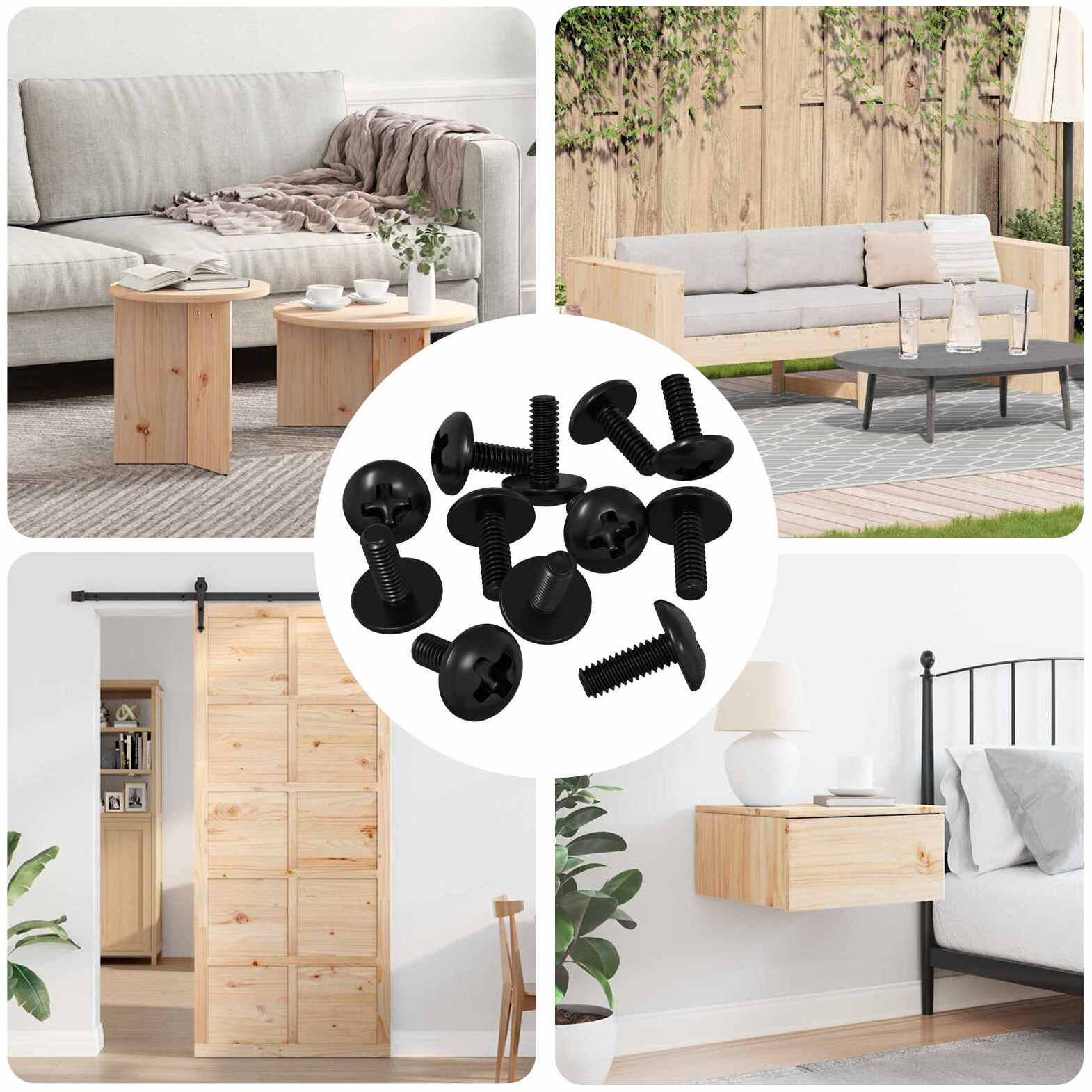 vidaXL Śruby osłonowe 12 pcs Czarny 9,8 x 13 mm Żelazo