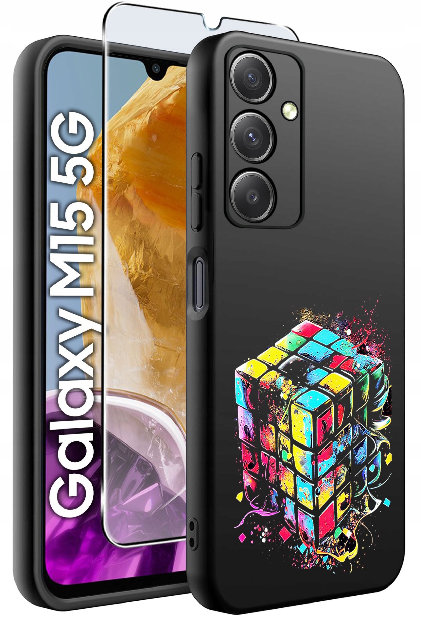 ETUI do Samsung M15 5G WZORY | SILIKONOWE MATT CASE + SZKŁO HARTOWANE 9H