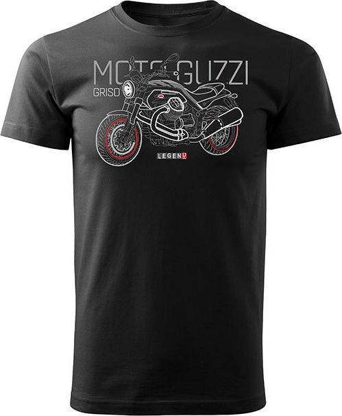 Topslang Koszulka motocyklowa z motocyklem Moto Guzzi Griso męska czarna REGULAR XL