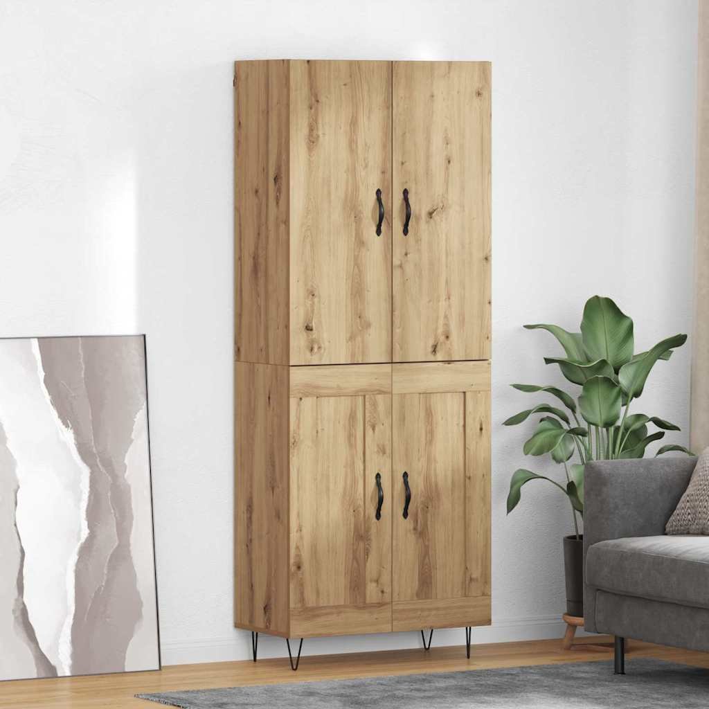 vidaXL Highboard 2 pcs Dąb rzemieślniczy, drewno inżynieryjne i szkło