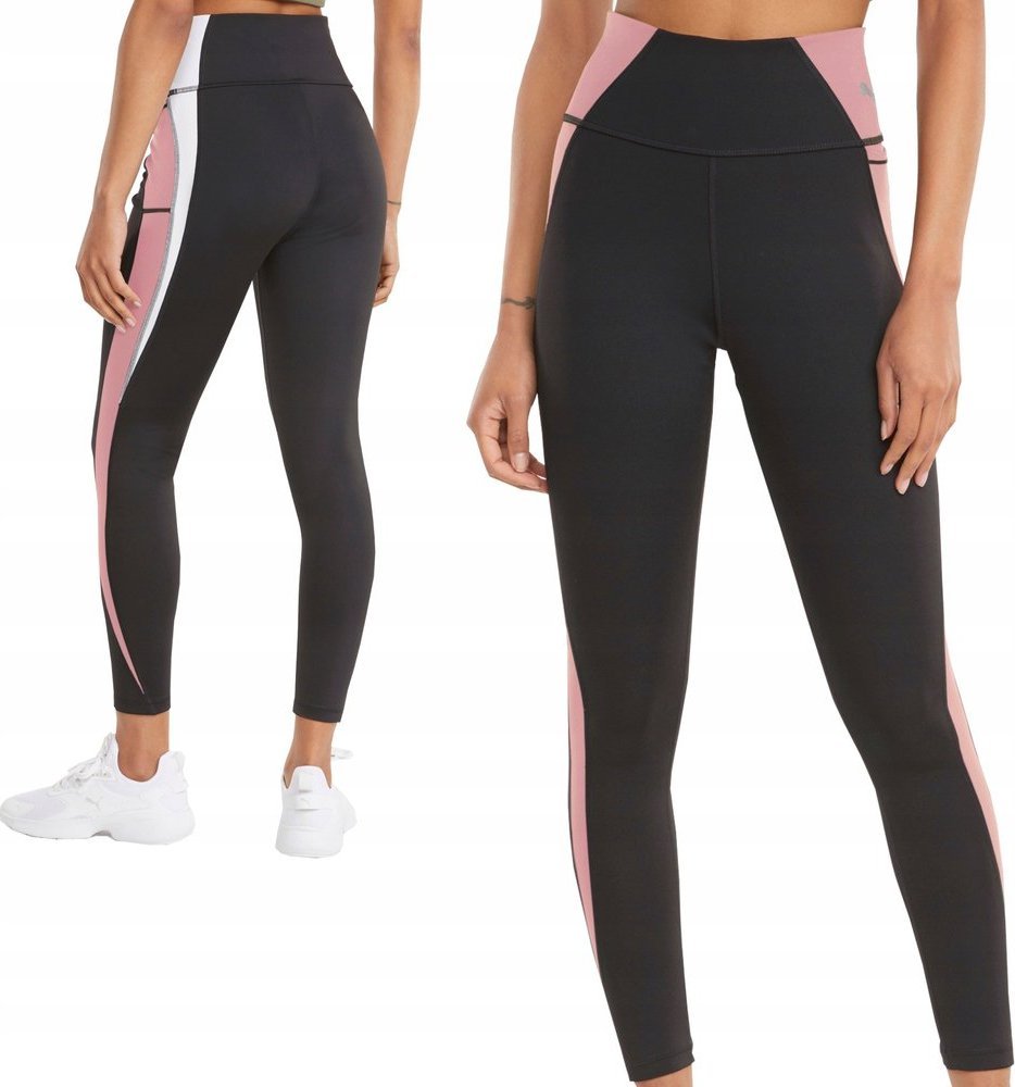 Puma Legginsy damskie Puma Evostripe High Waist 7/8 czarno-różowe 589158 01 XS
