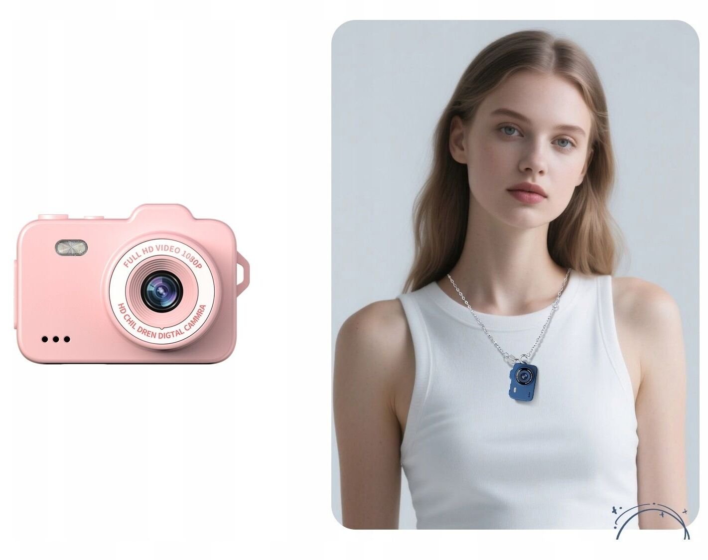 Aparat cyfrowy Xrec Mini Aparat Cyfrowy X8 12mp Video 1080p Lcd 0,96" Wisiorek Breloczek / Różowy Łososiowy