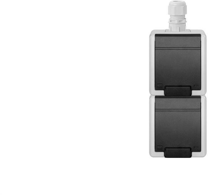 AQUANT 2K gniazdo natynkowe podwójne z uziemieniem 2x2P+Z pion IP65 szary 5052-65