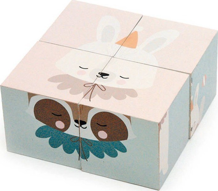 Jokomisiada Drewniane Klocki puzzle zwierzątka obrazki ZA4114