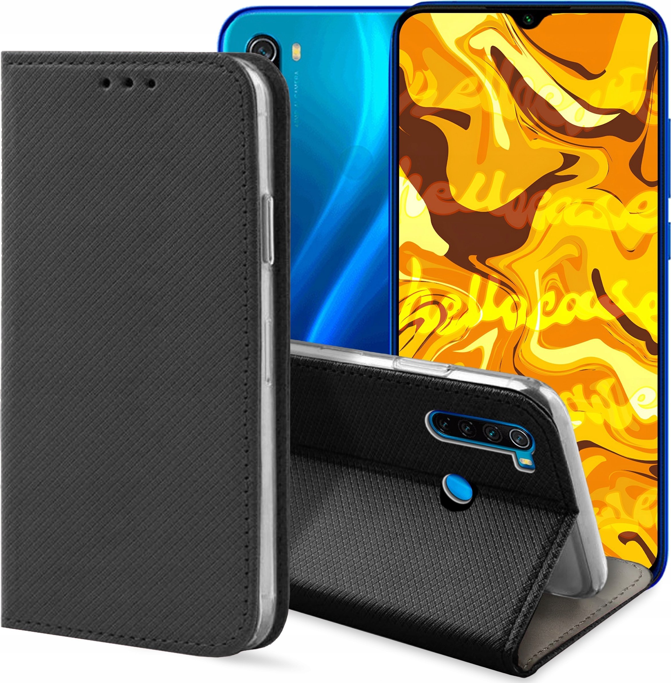 Hello Case ETUI Z KLAPKĄ DO XIAOMI REDMI NOTE 8 / NOTE 8 2021 czarny ZAMYKANE KABURA