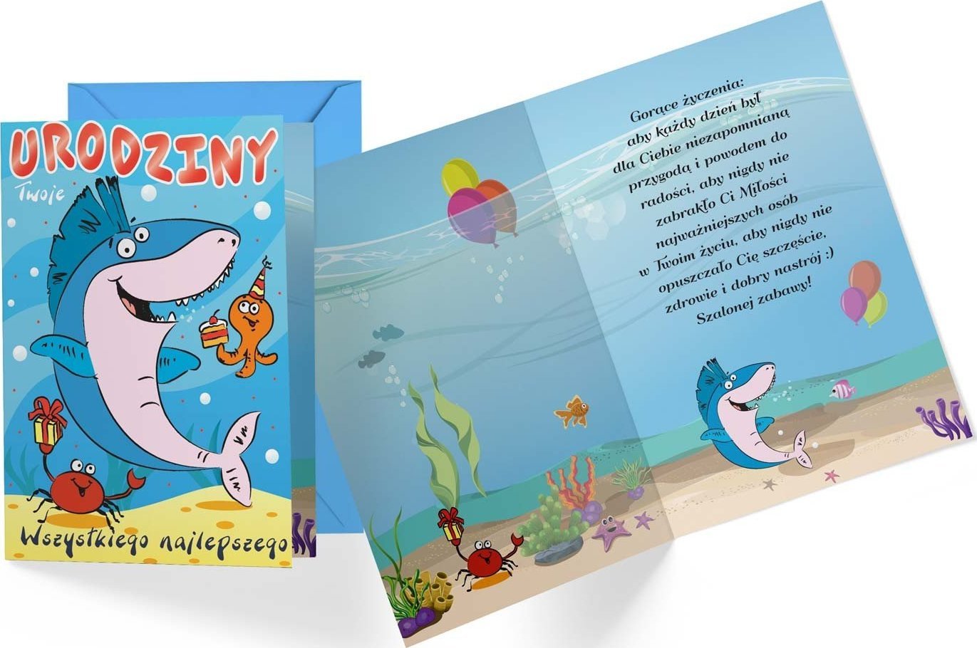 KUKARTKA Karnet B6 PR-414 Urodziny dziecięce (rekin)
