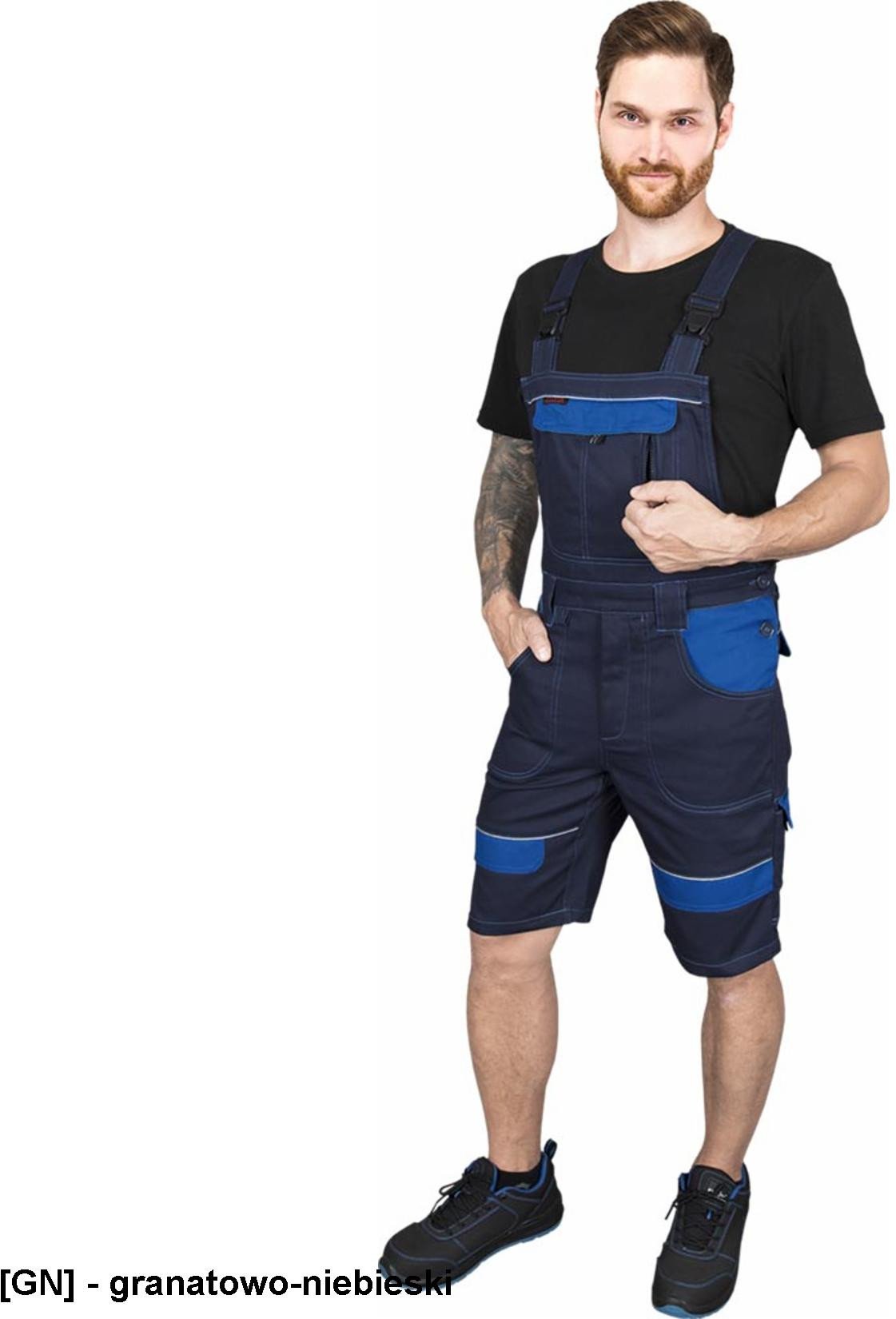 CORTON-BS - Spodnie ochronne ogrodniczki CORTON z krótkimi nogawkami, tkane 100% bawełna 260 g/m2 6 kieszeni elementy odlaskowe 62