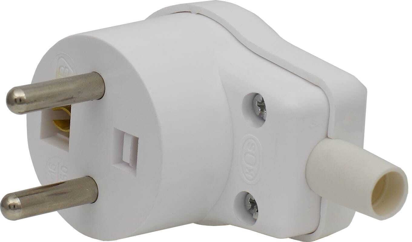 Wtyczka kątowa z/u 16A 250V biała 410460
