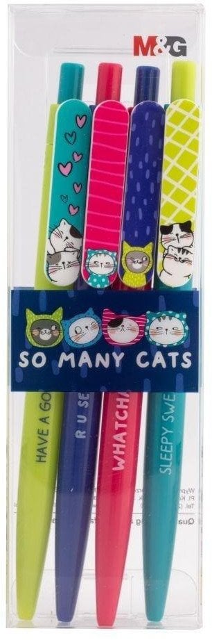 MG Długopis automat 0.7mm So Many Cats nieb 4szt M&G