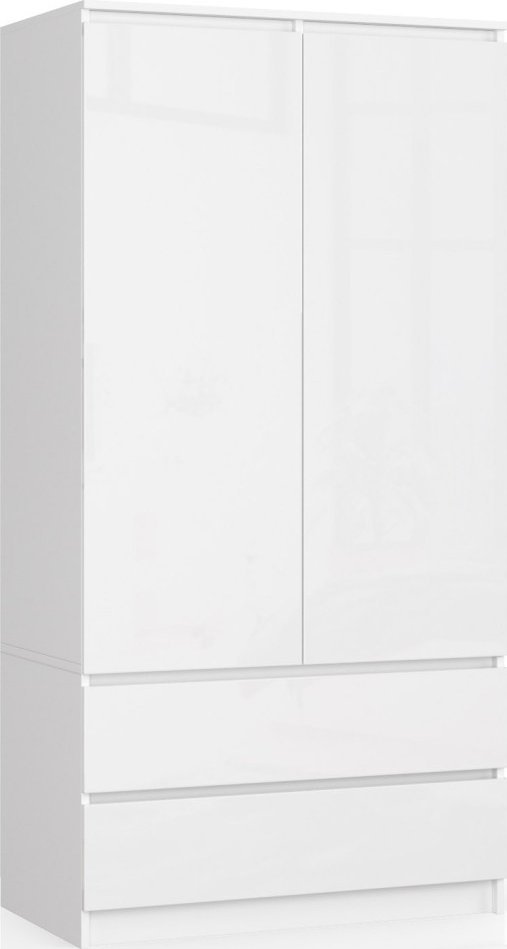 Fabryka Mebli Akord SZAFA S 90 cm 2 DRZWI 2 SZUFLADY BIAŁA / BIAŁY POŁYSK