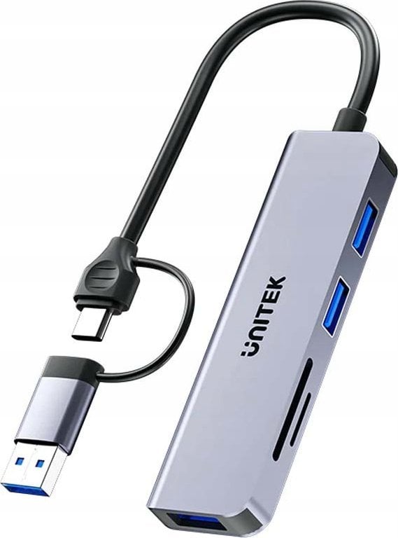 HUB USB Unitek uHUB P5+ 1x SD 1x microSD + 3x USB-A 2.0 (H1320AGY01)