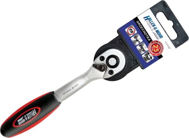 Dedra Grzechotka 1/4"", 72T, CRV 6140, odgięta dwu-mater.uchwyt