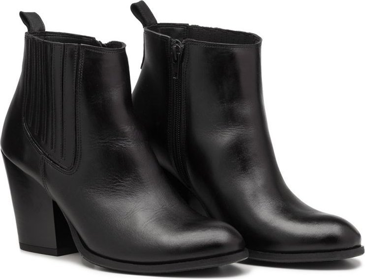 Butdam Botki sztyblety skórzane licowe czarne Butdam-38