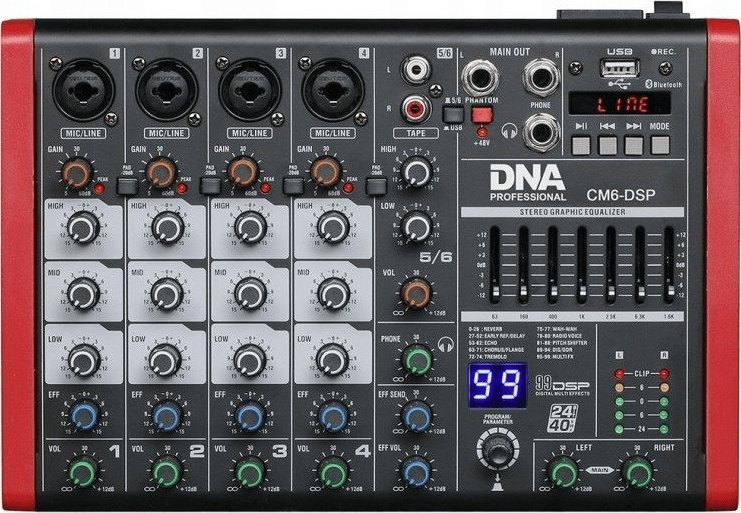 DNA DNA CM6-DSP mikser audio 6 kanałów USB MP3 Bluetooth Phantom