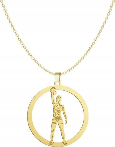 Radziszewska Jewellery Złoty Naszyjnik Kettlebell CrossFit 925 Łańcuszek Prezent Biżuteria GRAWER