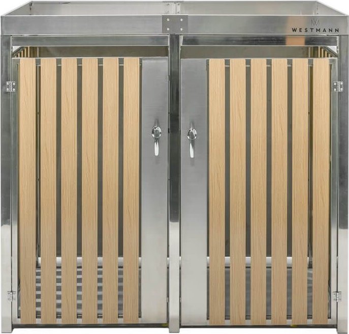 Westmann Westmann Pojemnik na śmieci ze stali nierdzewnej na 2 pojemniki na śmieci 240 litrów Srebro 84x134x125cm