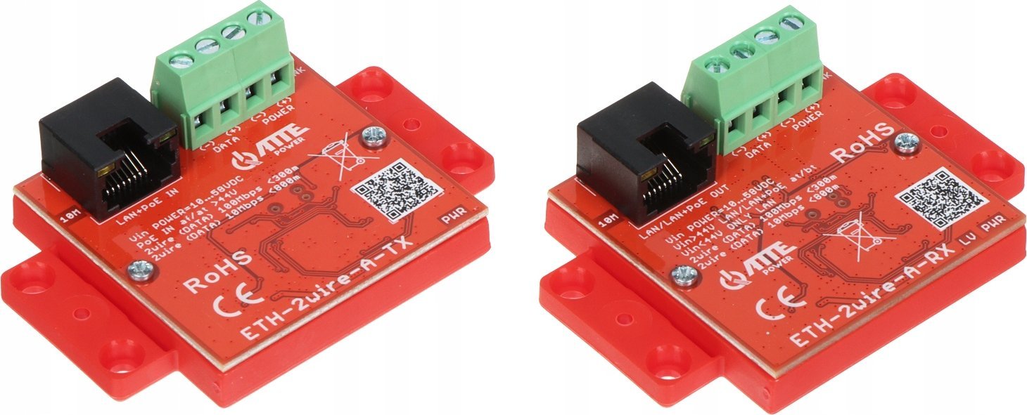 Atte ZESTAW KONWERTERÓW UTP / 2-WIRE DO TRANSMISJI LAN+POE ETH-2WIRE-A-SET KOMPLET 2 SZT ATTE
