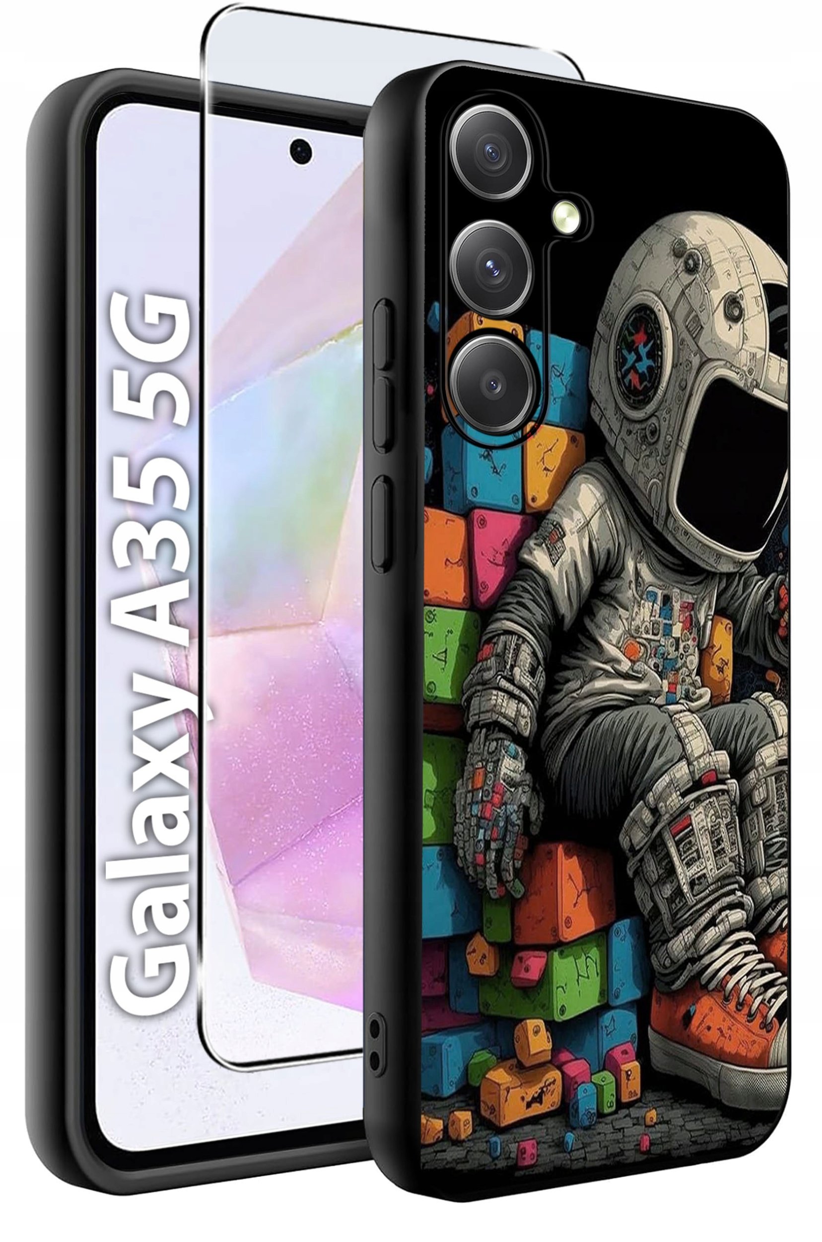 ETUI do Samsung A35 5G WZORY | SILIKONOWE MATT CASE + SZKŁO HARTOWANE 9H