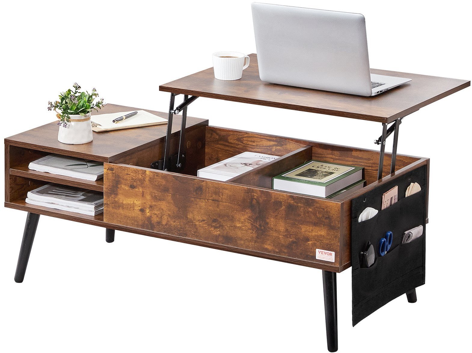 Rozkładana ława stolik kawowy z podnoszonym blatem schowkiem