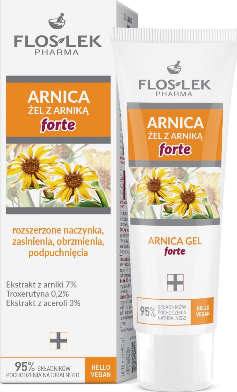 Floslek Arnica Żel z arniką forte na rozszerzone naczynka, zasinienia, obrzmienia, podpuchnięcia 50 ml