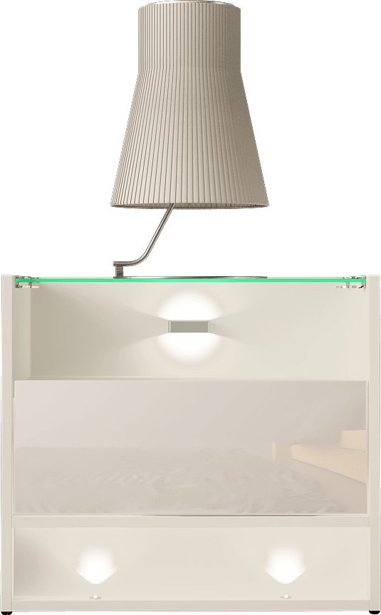 MEGSTYL SZAFKA NOCNA 55CM Z SZKLANĄ GÓRĄ I MOŻLIWĄ WSTAWKĄ DĄB WOTAN - VISION 5 biały mat - biały połysk