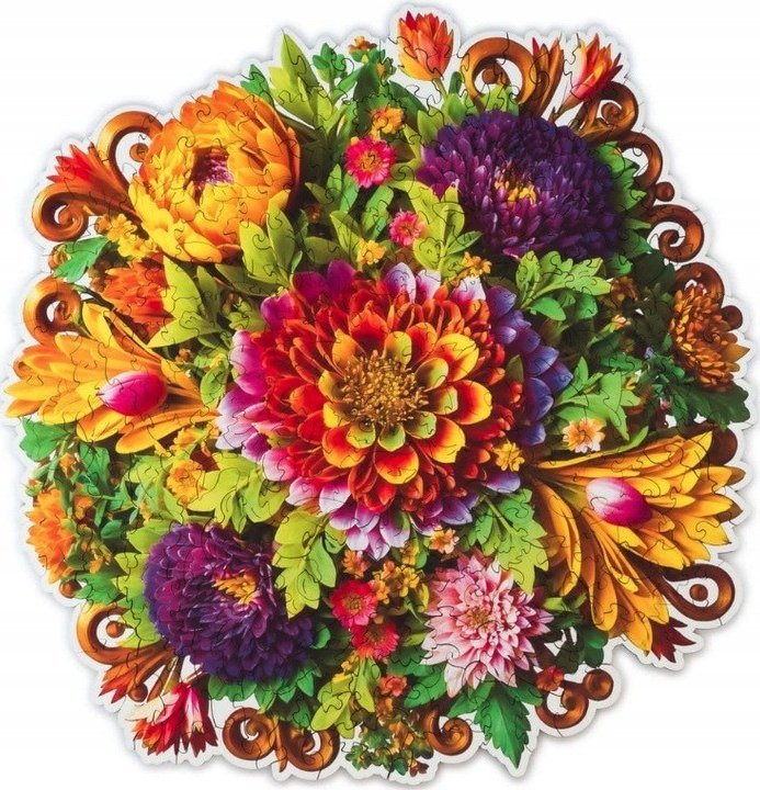 Pan i Pani Gadżet Puzzle Drewniane Dla Dorosłych Kolorowy Bukiet Kwiatów