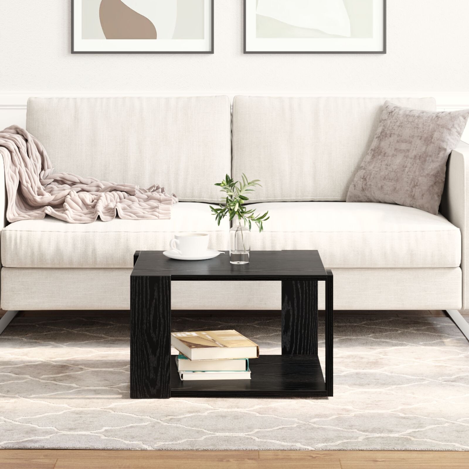 vidaXL Stolik kawowy Czarne dębowe 51,5x51,5x30 cm Drewno kompozytowe